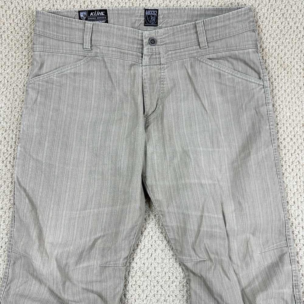 Kuhl Crag Series Pants Mens 40x32 Beige Tan Pinstripe Hiking Outdoor Gorpcore - Picture 1 of 14